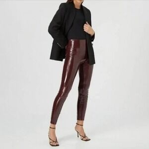 Spanx Faux Patent Leather‎ Leggings Womens Petite PS Ruby Shiny City Club NWT
